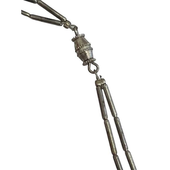 Vintage Silver and Turquoise Double Strand Beaded Necklace - Picture 9 of 10